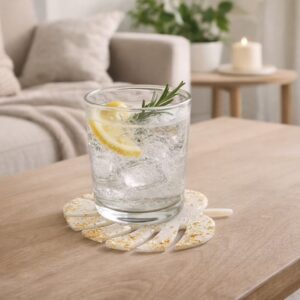 dessous de verre "monstera" blanc